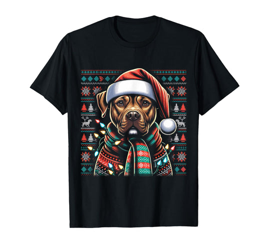 Christmas Pit bull Xmas Pit Bull Mom Dog Lover Santa Womens T-Shirt