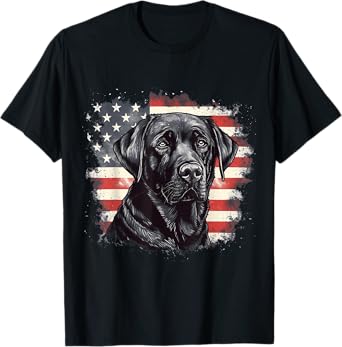American USA Flag Lab Owner Black Labrador Retriever T-Shirt
