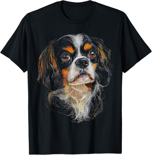 Cavalier King Charles Spaniel Dog Motif Pet Artwork T-Shirt