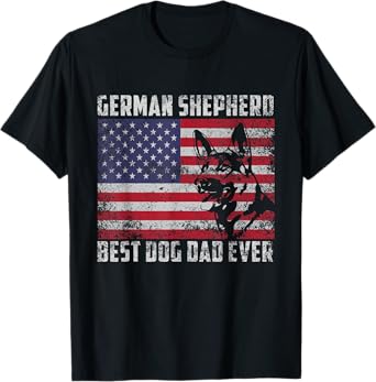 Best German Shepherd Dog Dad Ever American Flag Shirt Gift