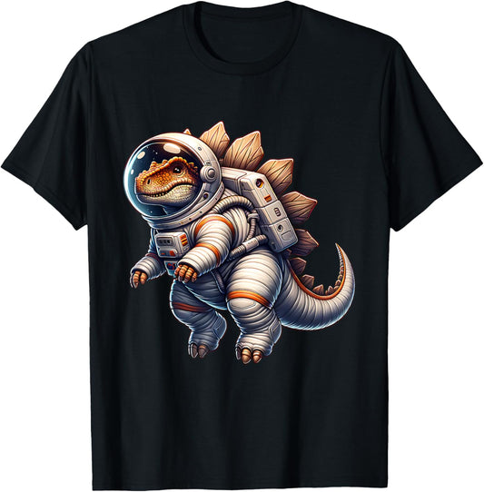 Stegosaurus Space Suit Floating Cute Animal Dinosaur Funny T-Shirt
