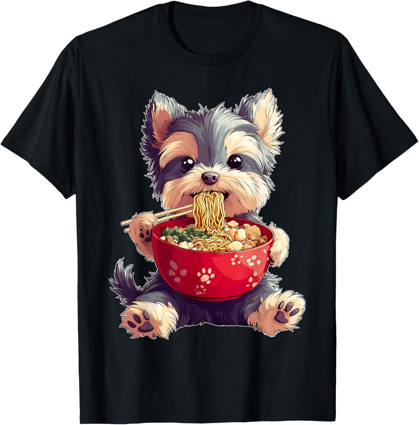 Yorkshire Terrier Yorkie Dog Japanese Ramen Noodles Kawaii T-Shirt