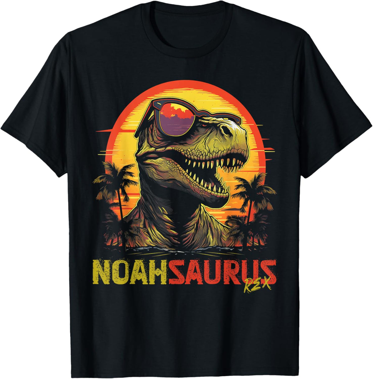 Noah Saurus Funny Personalized Dinosaur T Rex Name Boy T-Shirt
