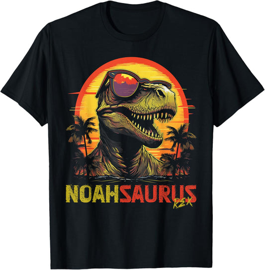 Noah Saurus Funny Personalized Dinosaur T Rex Name Boy T-Shirt