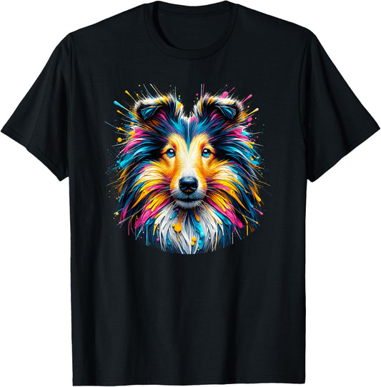 Splash Art Shetland Sheepdog Sheltie T-Shirt