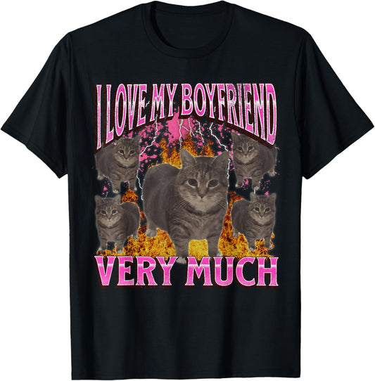 My Boyfriend Funny Oia Oia Cat Meme Bootleg Graphic T-Shirt