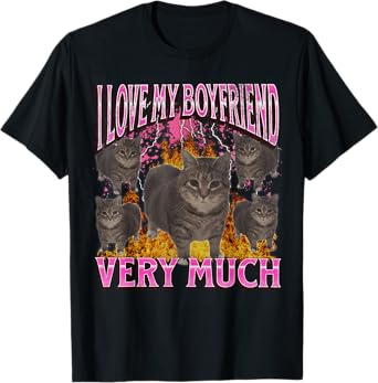 My Boyfriend Funny Oia Oia Cat Meme Bootleg Graphic T-Shirt