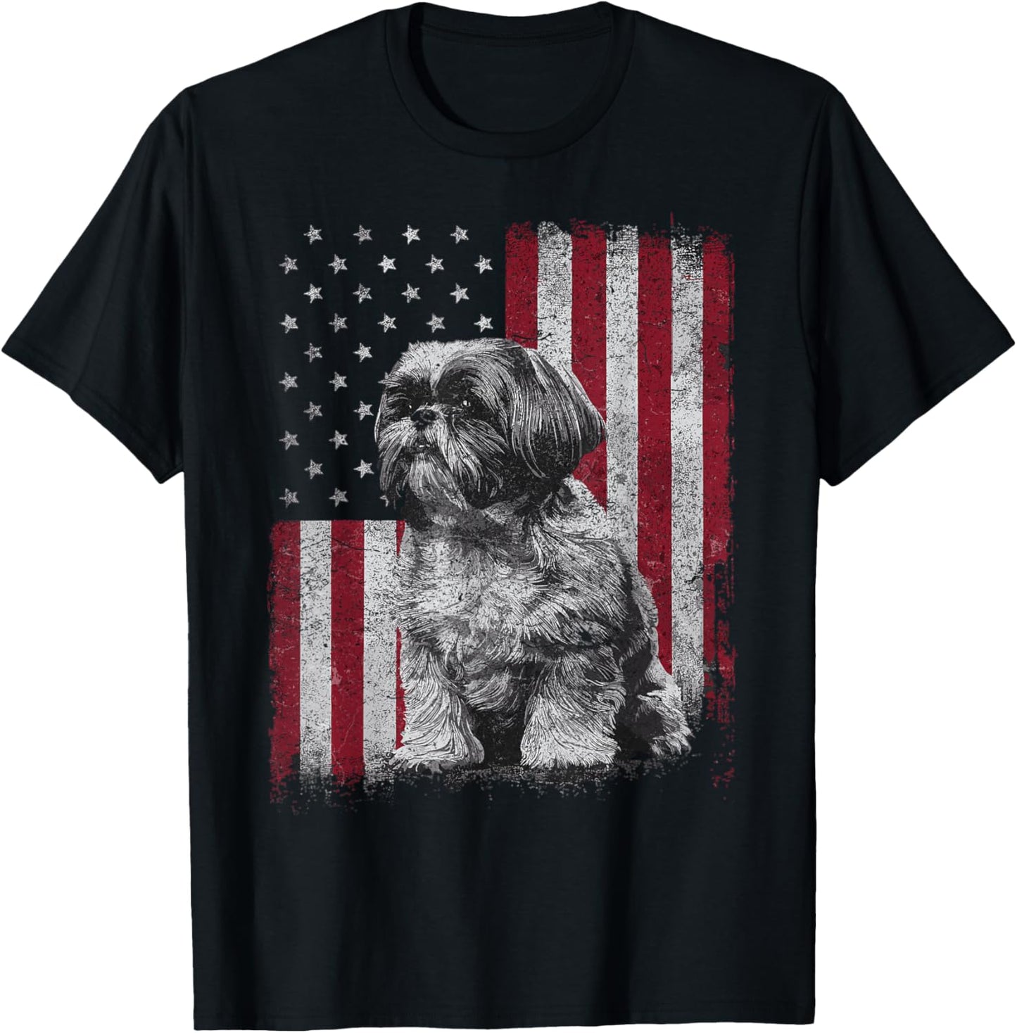 Shih Tzu Dog Dad 4th of July Patriotic USA Independence Day T-Shirt