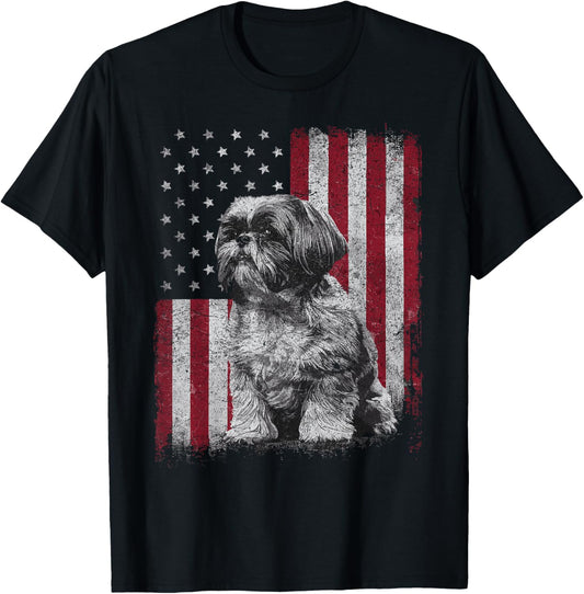Shih Tzu Dog Dad 4th of July Patriotic USA Independence Day T-Shirt
