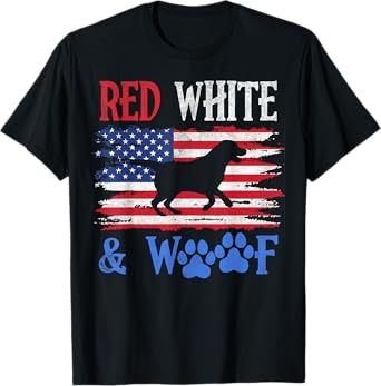 Labrador Retriever American Flag USA Red White & Woof 4th of T-Shirt
