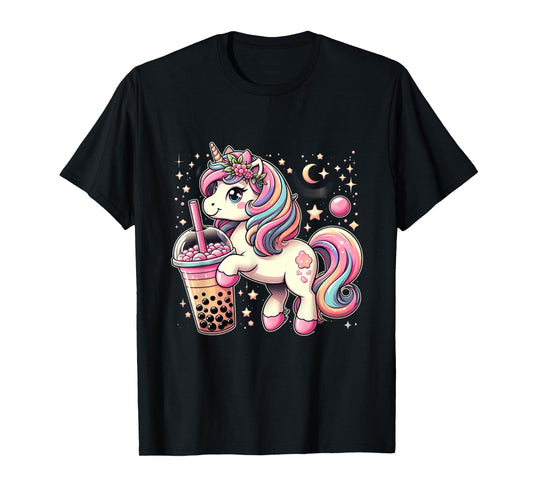 Boba Tea Unicorn Kawaii Neko Japanese Bubble Tea Aesthetic T-Shirt