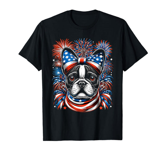 French Bulldog Patriotic 4th Of July USA American Flag T-Shirt for Women Men