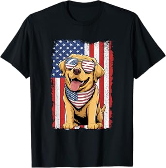 Labrador Retriever 4th of July Patriotic USA Flag Labrador T-Shirt
