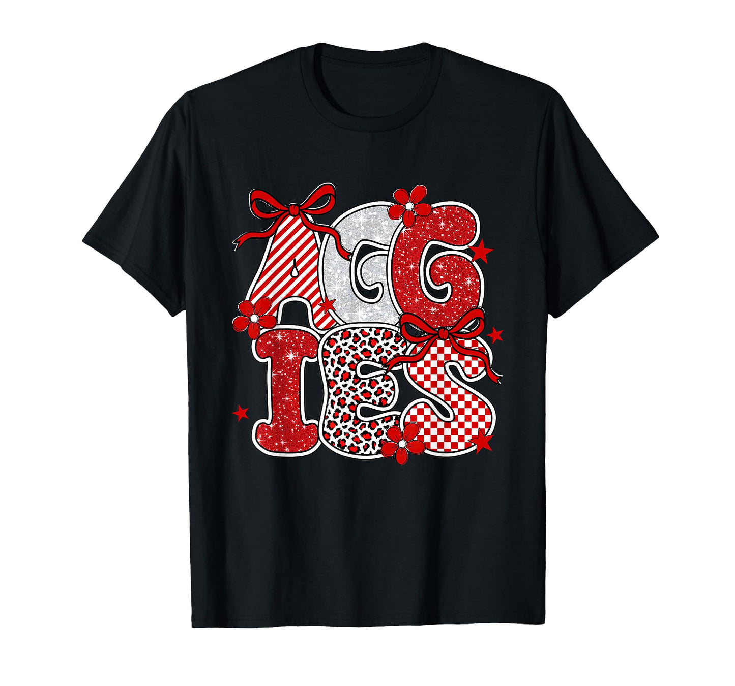 Aggies Maroon and White Leopard School Spirit Mascot Bow T-Shirt