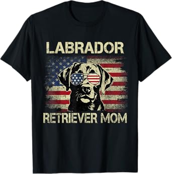 Labrador Retriever Mom Dog Vintage American Flag 4th Of July T-Shirt for Men Women Kids