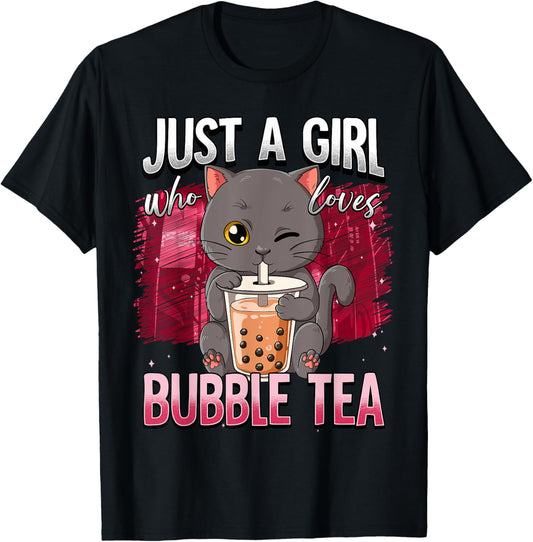 Boba Tea Cat Just A Girl Who Loves Bubble Tea T-Shirt