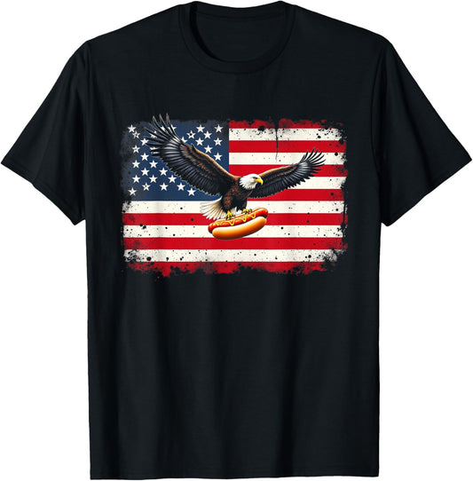 Bald Eagle 4th of July Funny Hotdog Patriotic American Flag T-Shirt