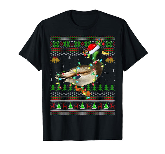 Mallard Bird Lover Xmas Santa Mallard Ugly Christmas T-Shirt