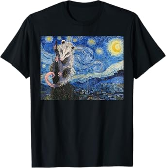 Starry Night Opossum Van Gogh Possum Funny Rodent Animal T-Shirt