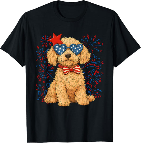 Goldendoodle 4th of July Patriotic Golden Doodle Dog Women T-Shirt