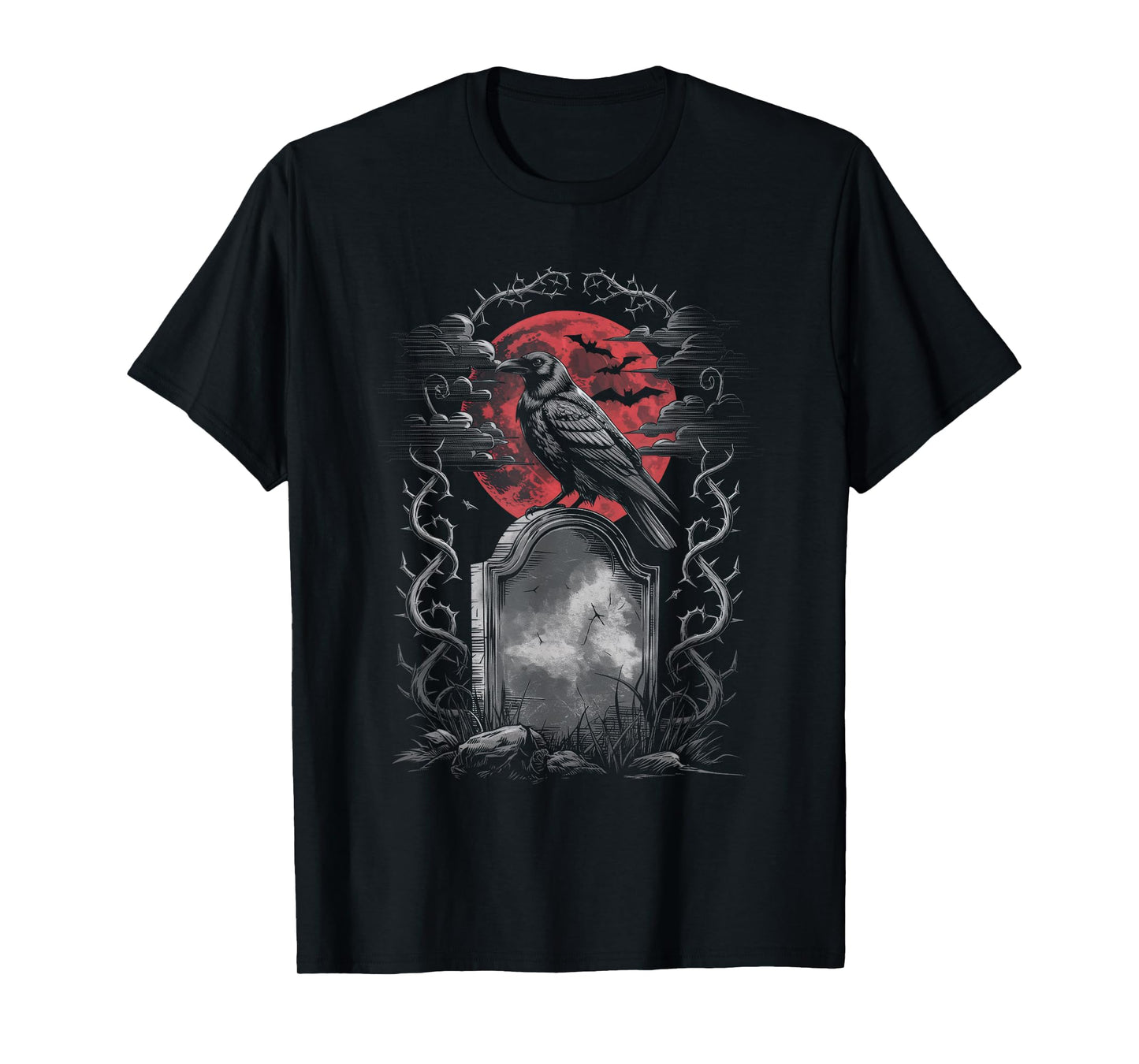 Raven Bird Gothic Raven art Cemetery Fantasy T-Shirt