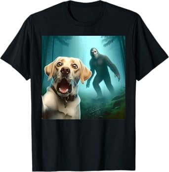 Labrador retriever Selfie with bigfoot sasquatch T-Shirt