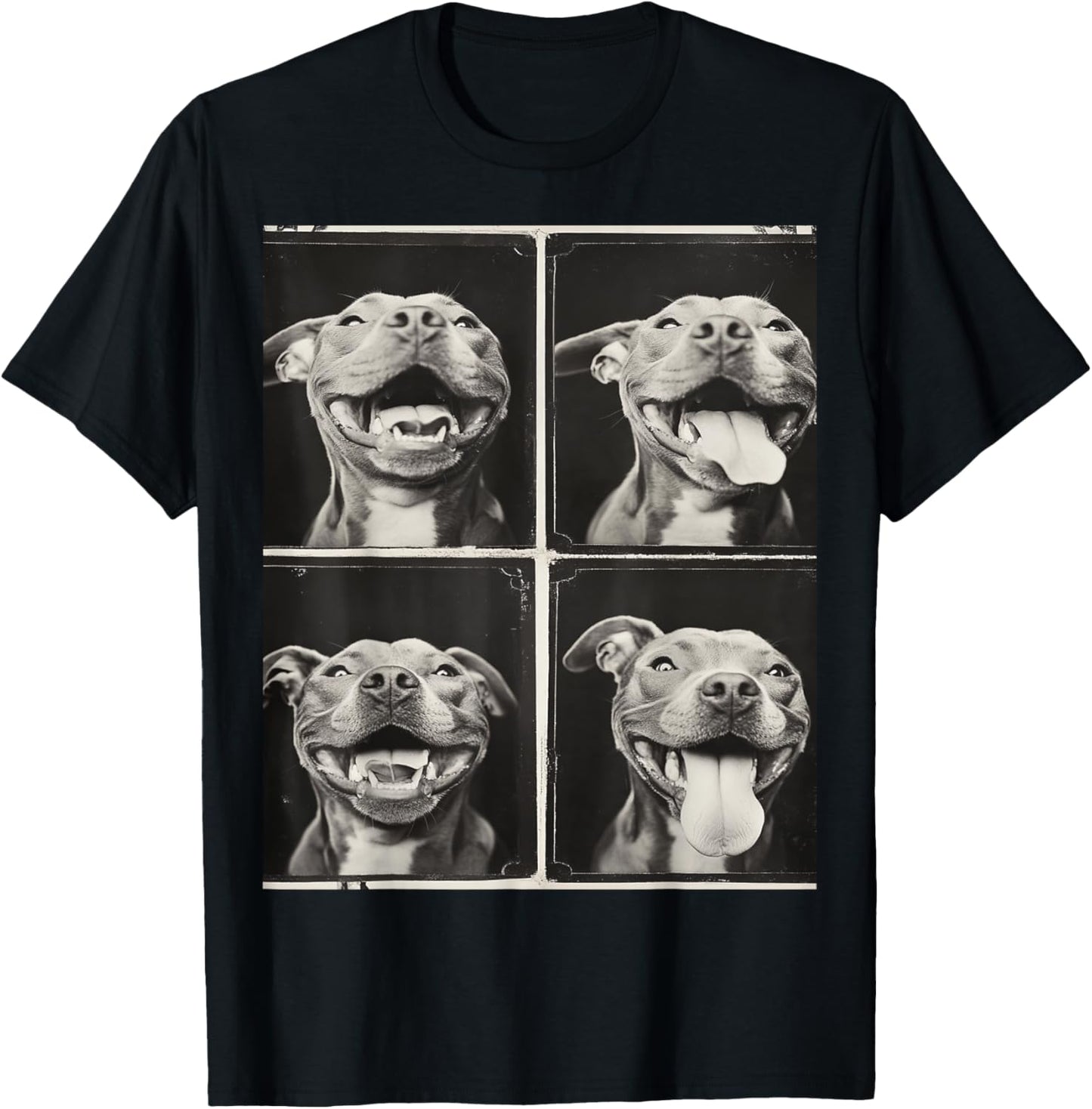 Black and White Pitbull Dog Face T-Shirt