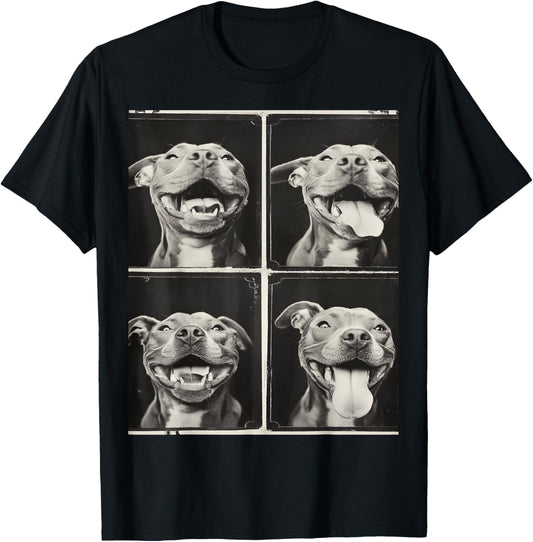 Black and White Pitbull Dog Face T-Shirt