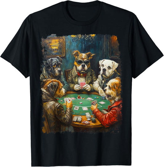Playing Cards Pop Art Gambling Dogs Playing Poker Cards T-Shirt