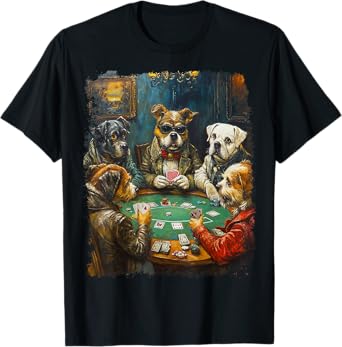Playing Cards Pop Art Gambling Dogs Playing Poker Cards T-Shirt