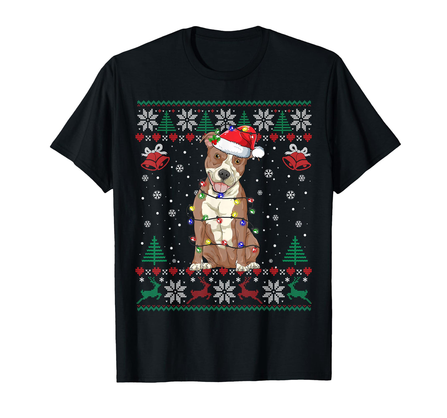 Pitbull Christmas Ugly Sweater Funny Dog Lover Xmas T-Shirt for Men Women Girls Kids