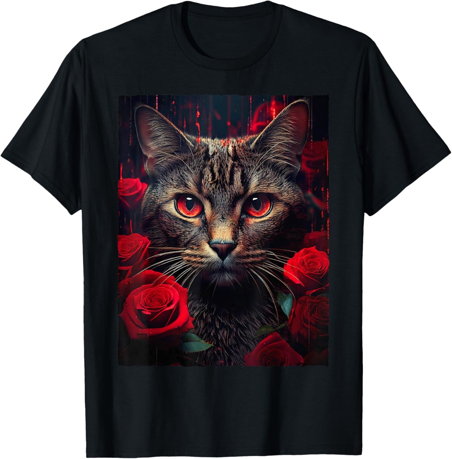 Cat and red Roses T-Shirt