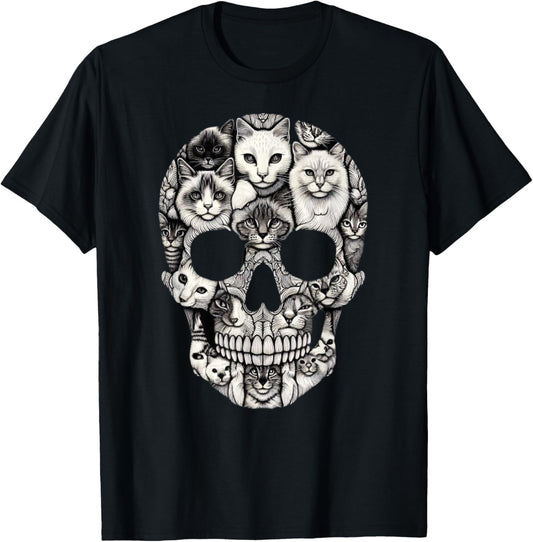 Cat Skull Skeleton Halloween Costume Skull Cat T-Shirt