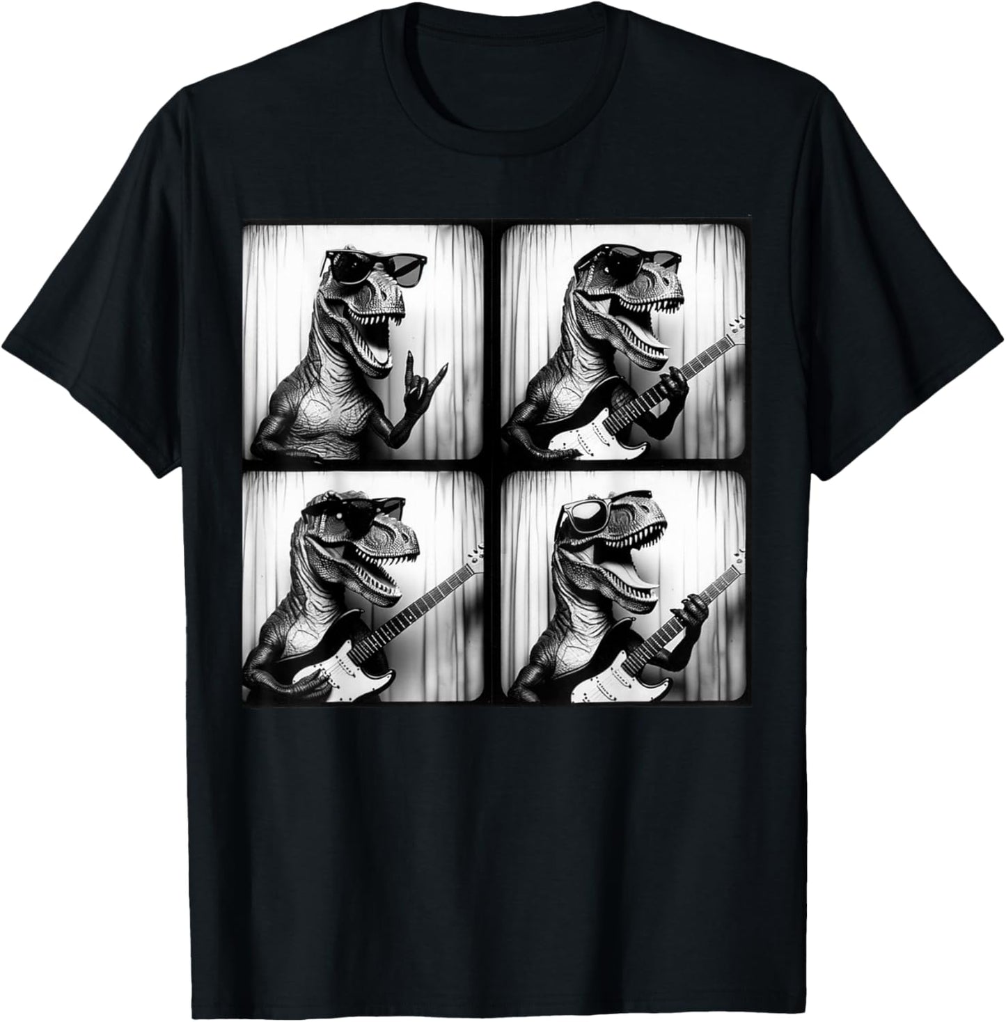Dinosaur T rex Playing Electric Guitar. Dinosaur Photobooth T-Shirt