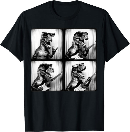 Dinosaur T rex Playing Electric Guitar. Dinosaur Photobooth T-Shirt