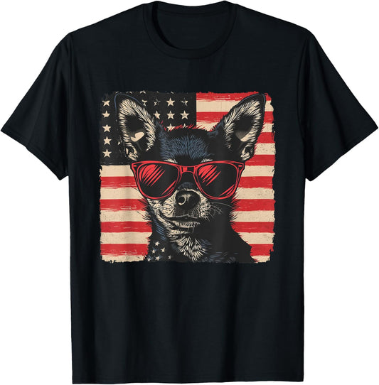 USA Flag Patriotic Chihuahua Tee Fourth of July T-Shirt