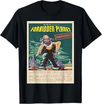 Vintage Images Forbidden Planet T-Shirt - Women's Classic Fit Black Cartoon T-Shirt - Small