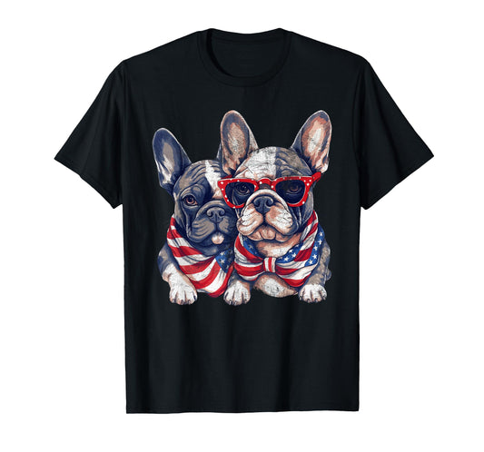 French Bulldog American Flag Patriotic 4th of July Frenchie Women Kids Men T-Shirt