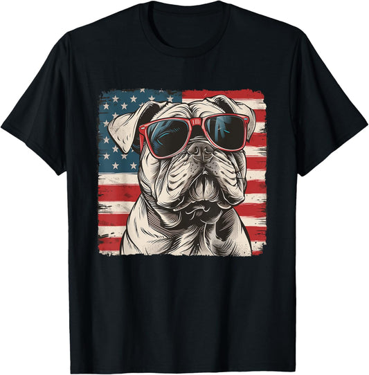 Usa Flag 4th of July Shirt Bulldog Men Women Kids T-shirt