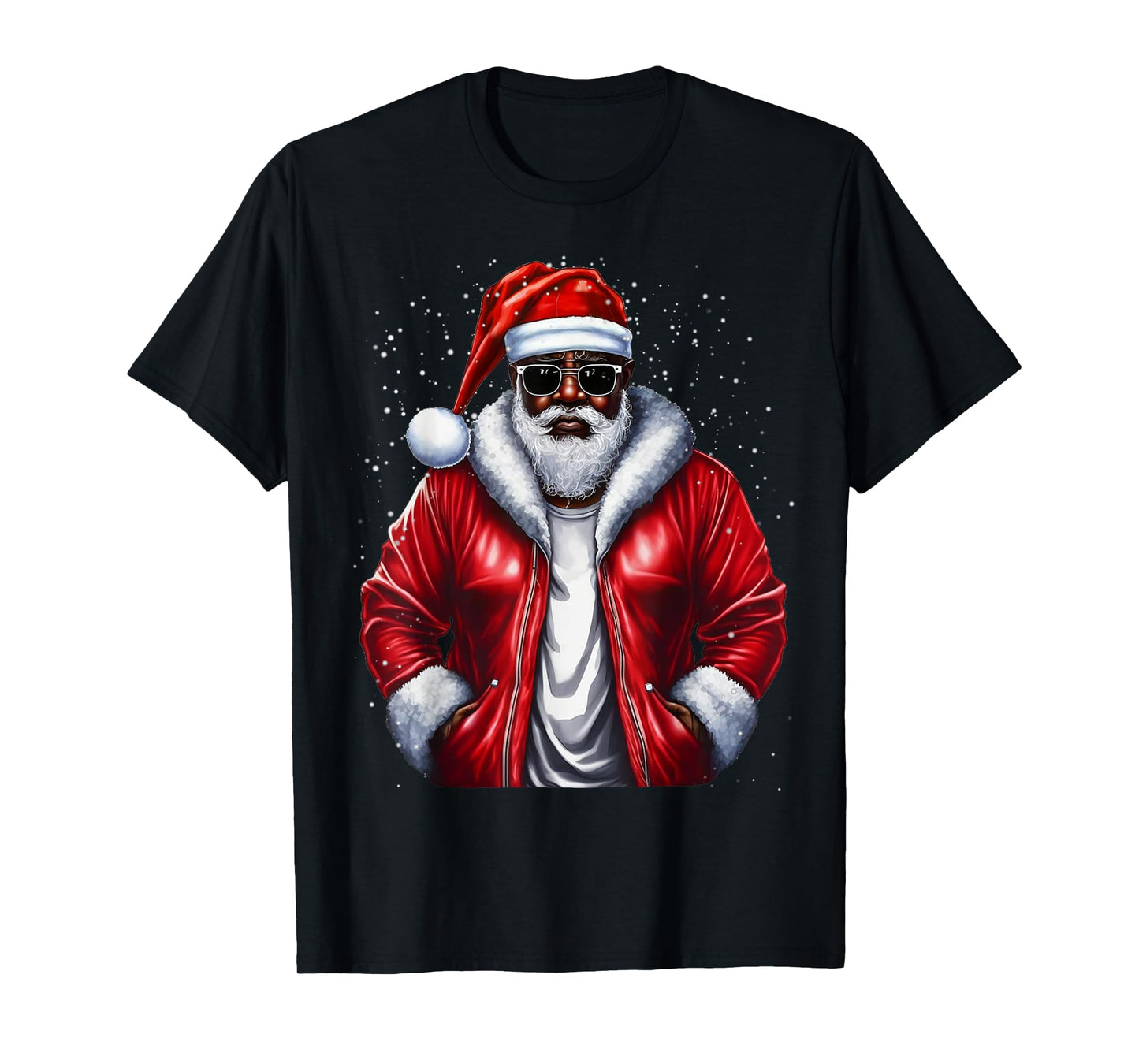 Funny Christmas Santa Claus African American Cute Xmas T-Shirt
