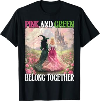 Pink And Green Belong Together Witch Halloween Women Witches T-Shirt
