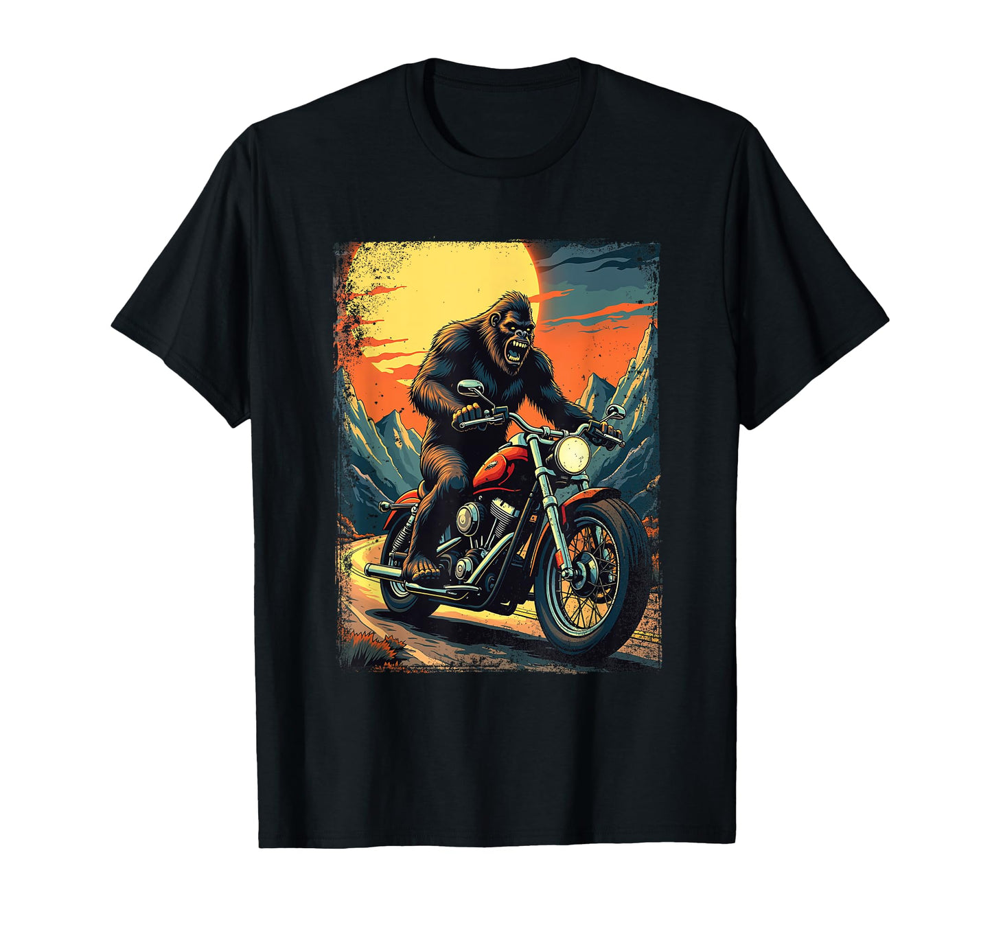 Bigfoot On Motorcycle - Biker Motorcycle Motorcycling T-Shirt