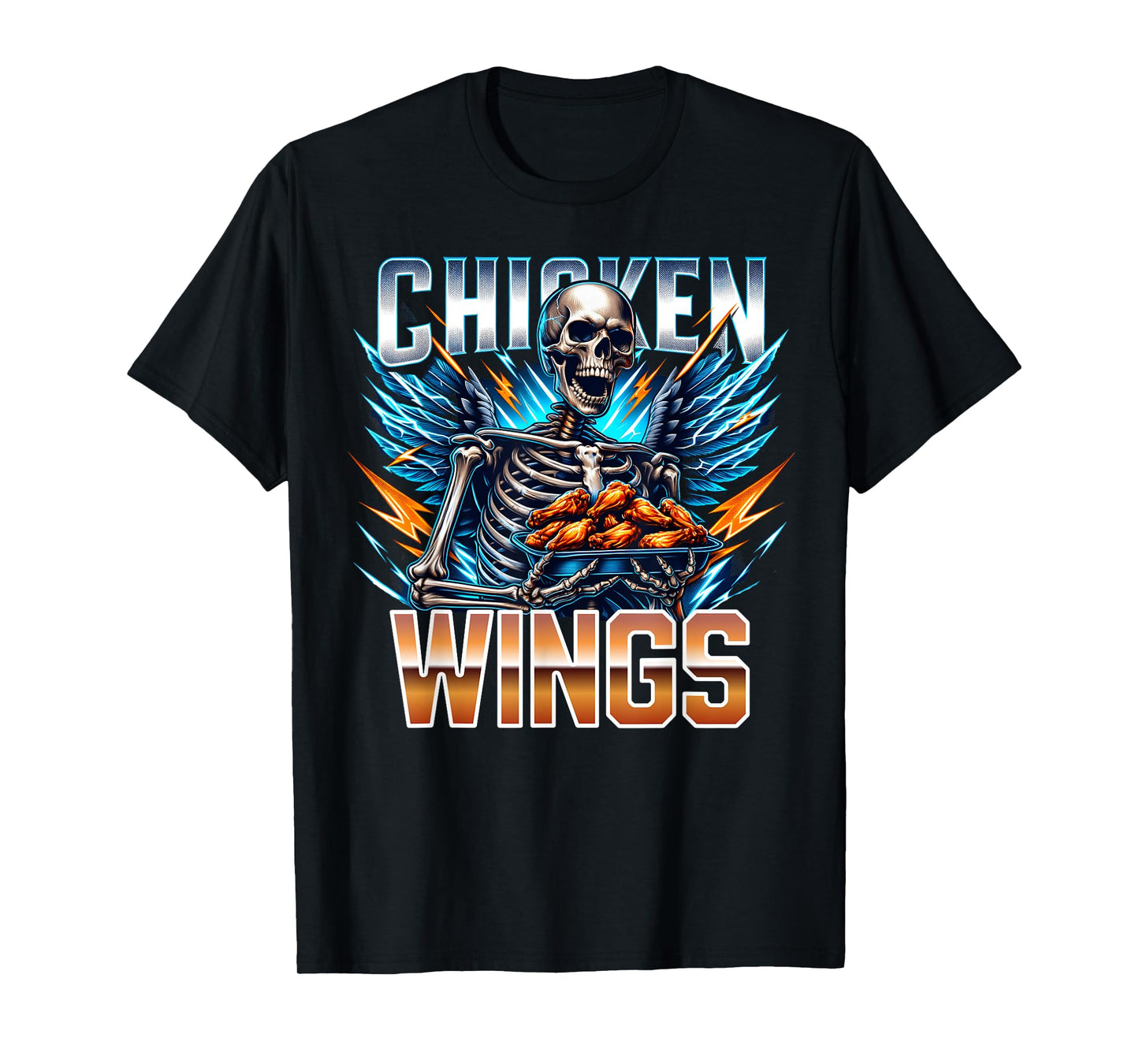 Wing Lover Bootleg Rap CDs Aesthetic Funny Chicken Skeleton T-Shirt