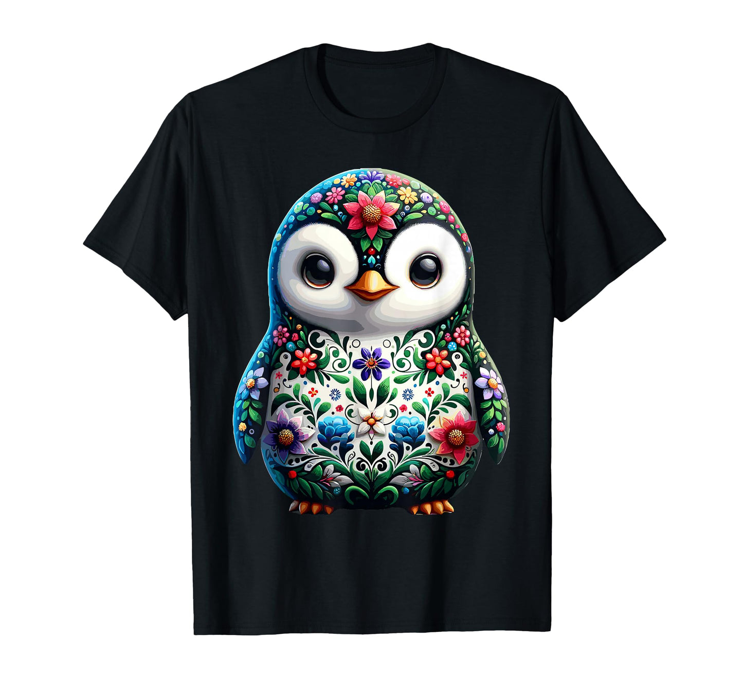 Cute Floral Aesthetic Penguin Lover Penguin T-Shirt