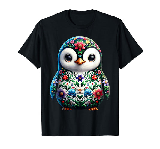 Cute Floral Aesthetic Penguin Lover Penguin T-Shirt