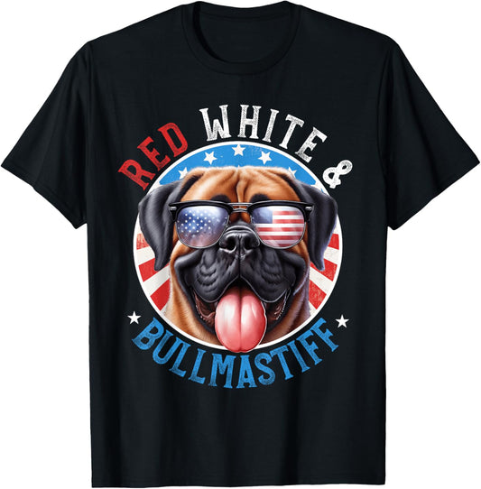 Bullmastiff Dog 4th of July Red White and The Gentle Giant T-Shirt