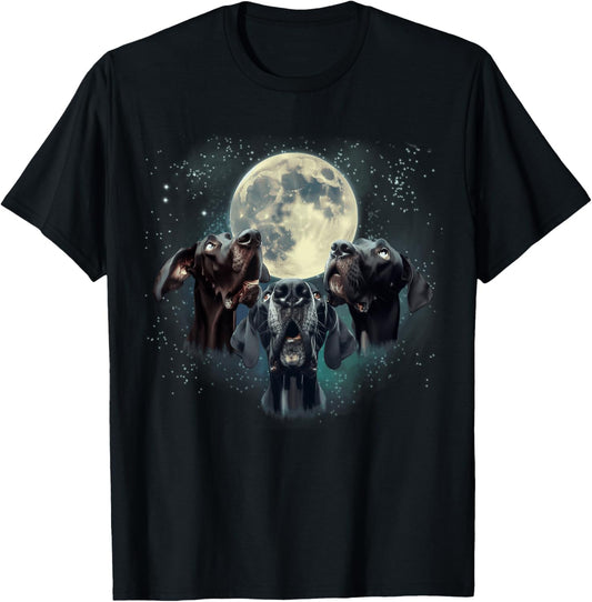 Funny Three Dog Moon, 3 Great Dane Black Natural, Weird Meme T-Shirt