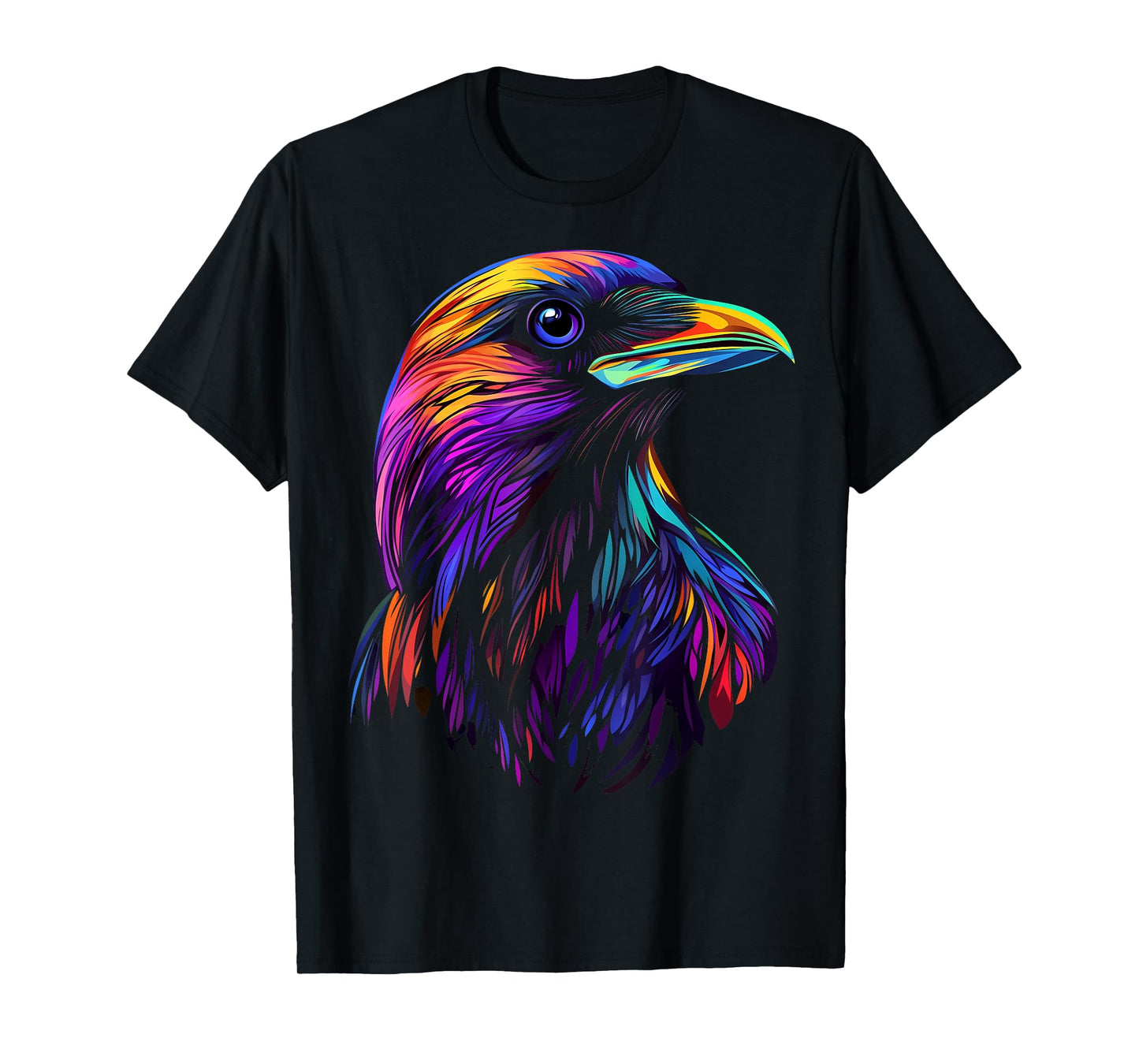 Colorful Crow Face Cute Birds Animal Lover Men Women Black T-Shirt