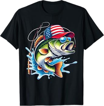 American Flag Fishing Lovers Fisherman Funny Fishing USA T-Shirt