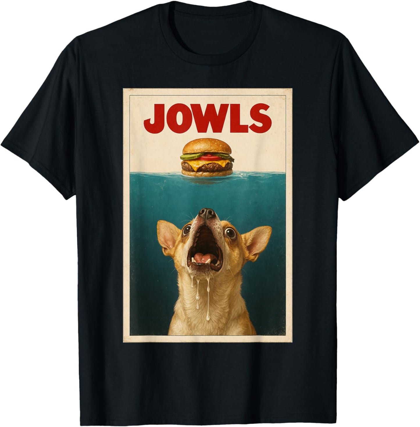 Funny Chihuahua Jowls Dog Burger Design T-Shirt